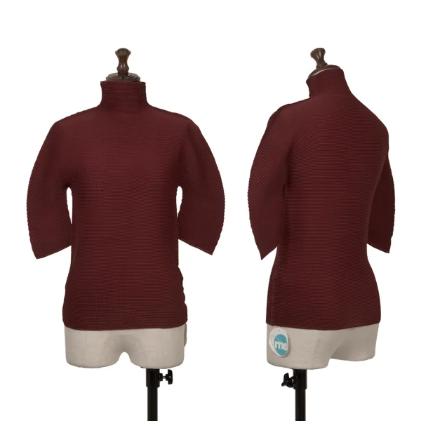 ISSEY MIYAKE me Stretch Pleated High Neck T-shirt Brown Free K-162712_001