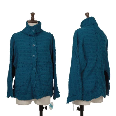 ISSEY MIYAKE me Fulling Cutting Gather Striped High Neck Jacket