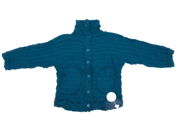 ISSEY MIYAKE me Fulling Cutting Gather Striped High Neck Jacket K-162724_002