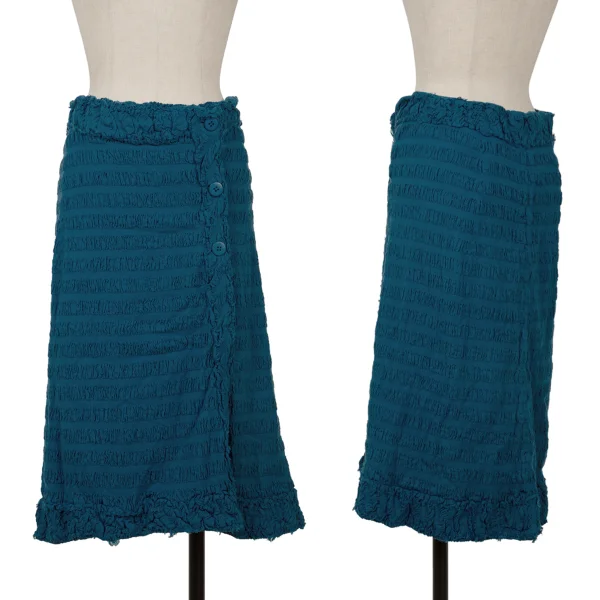 ISSEY MIYAKE me Fulling Cutting Gather Striped Wrap Skirt Blue Free K-162725_001