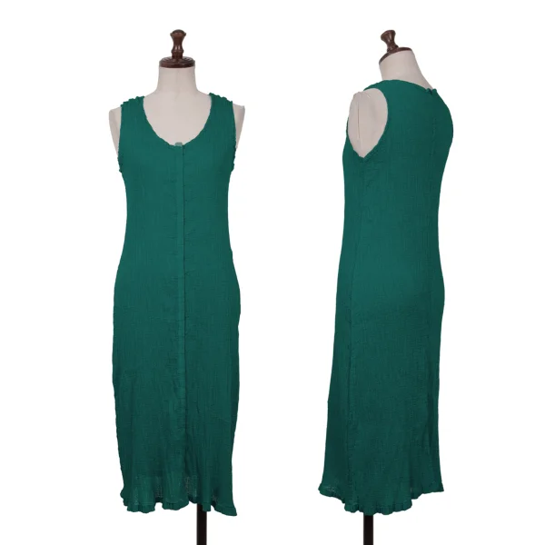 ISSEY MIYAKE me Dyed Pleated Sleeveless Dress Green Free K-162728_001