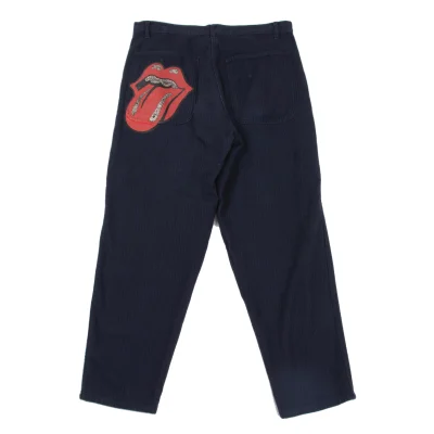 COMME des GARCONS HOMME PLUS Rolling Stones Lip Tongue Print Stripe Pants