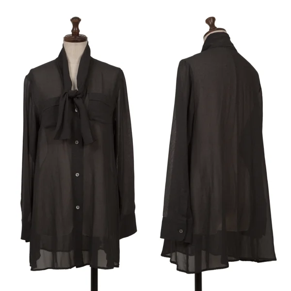 ROMEO GIGLI See-through Ribbon Blouse Charcoal 9T K-162743_001