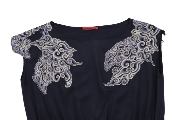 VIVIENNETAM Graphic Patch Silk Sleeveless Tunic K-162746_004