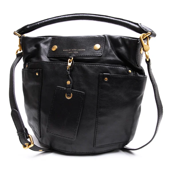 MARC by MARC JACOBS Pocket Design Leather Shoulder Bag Black  K-162758_001