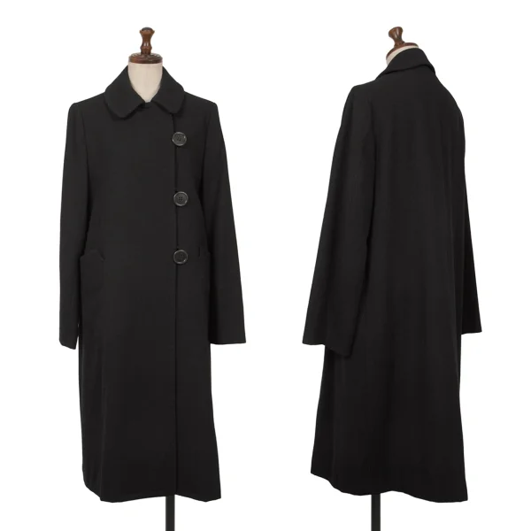 トリココムデギャルソンtricot COMME des GARCONS 起毛ウールラウンドカラーロングコート 黒M