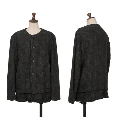 tricot COMME des GARCONS Washed Houndstooth Collarless Jacket