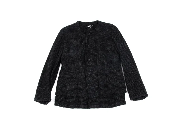 tricot COMME des GARCONS Washed Houndstooth Collarless Jacket K-162767_002