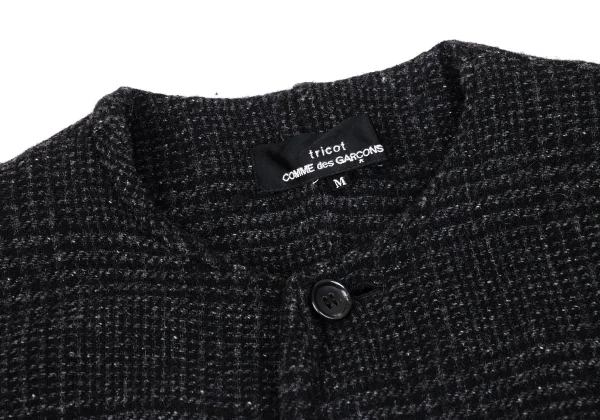 tricot COMME des GARCONS Washed Houndstooth Collarless Jacket K-162767_004