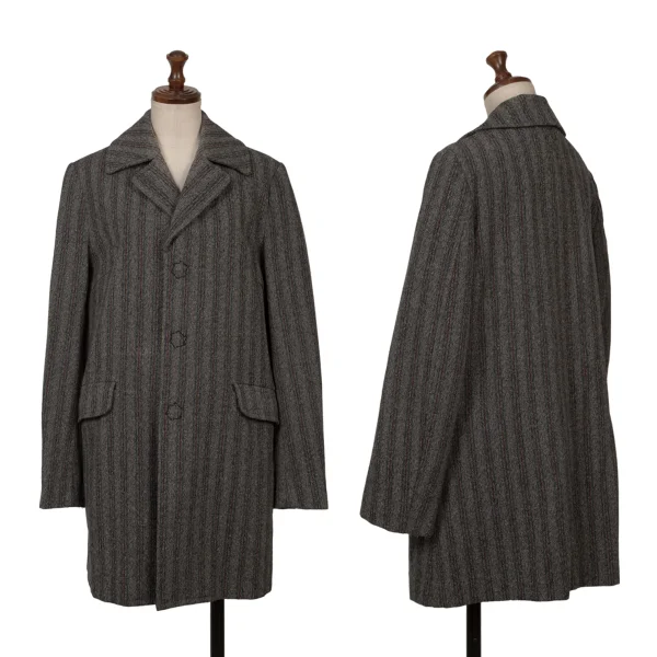 tricot COMME des GARCONS Color Stripe Wool Snap Button Long Jacket Grey M K-162768_001