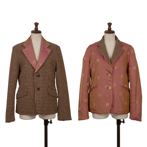 tricot COMME des GARCONS Reversible Houndstooth Jacket Brown M K-162770_001