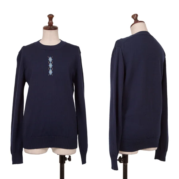 トリココムデギャルソンtricot COMME des GARCONS ワンポイントアーガイルニット 紺M位