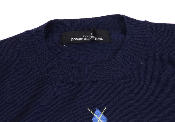 tricot COMME des GARCONS One Point Argyle Knit Sweater K-162774_004