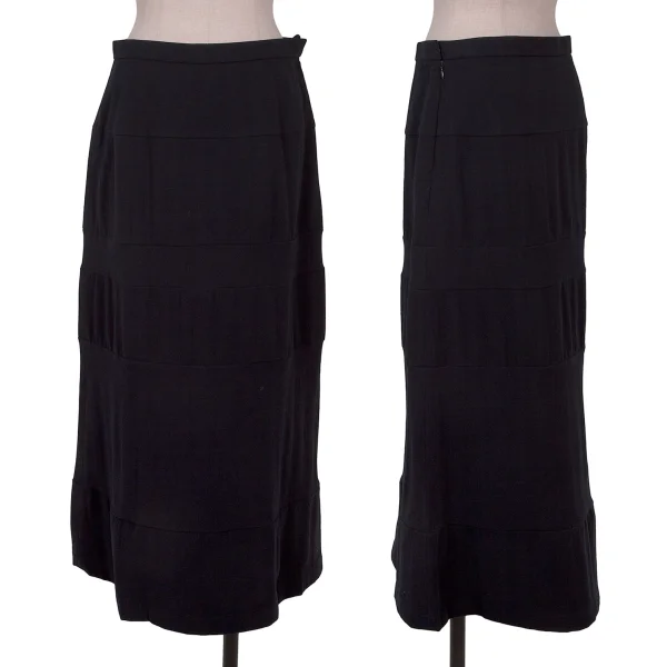 トリココムデギャルソンtricot COMME des GARCONS ウール混ボーダー切替ストレッチスカート 紺M