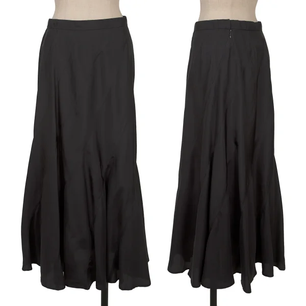トリココムデギャルソンtricot COMME des GARCONS キュプラ斜行切替フレアスカート 紺M