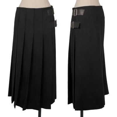 tricot COMME des GARCONS Leather Belt Wool Pleated Skirt