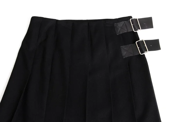 tricot COMME des GARCONS Leather Belt Wool Pleated Skirt K-162778_003