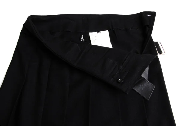 tricot COMME des GARCONS Leather Belt Wool Pleated Skirt K-162778_005