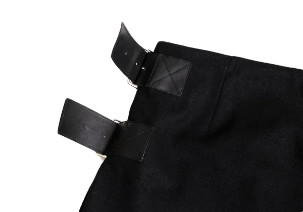 tricot COMME des GARCONS Leather Belt Wool Pleated Skirt K-162778_009