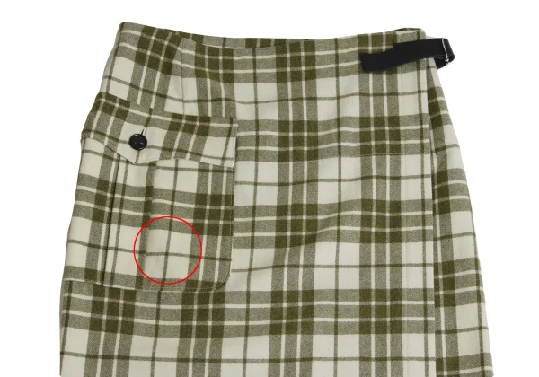 tricot COMME des GARCONS Leather Belt Wool Check Wrap Skirt K-162779_003