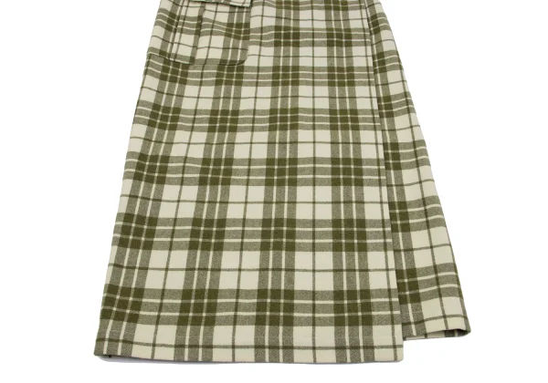 tricot COMME des GARCONS Leather Belt Wool Check Wrap Skirt K-162779_007