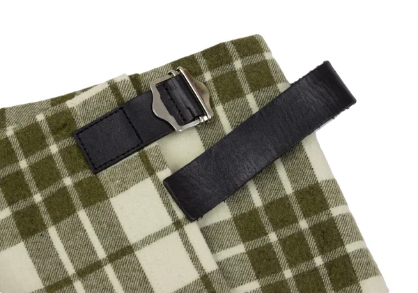 tricot COMME des GARCONS Leather Belt Wool Check Wrap Skirt K-162779_008