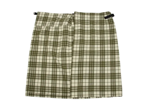 tricot COMME des GARCONS Leather Belt Wool Check Wrap Skirt K-162779_009