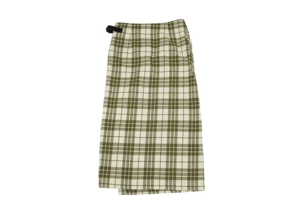 tricot COMME des GARCONS Leather Belt Wool Check Wrap Skirt K-162779_012