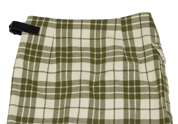 tricot COMME des GARCONS Leather Belt Wool Check Wrap Skirt K-162779_013