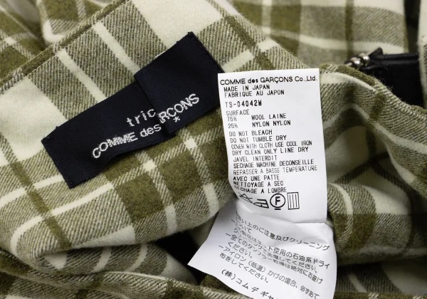 tricot COMME des GARCONS Leather Belt Wool Check Wrap Skirt K-162779_015