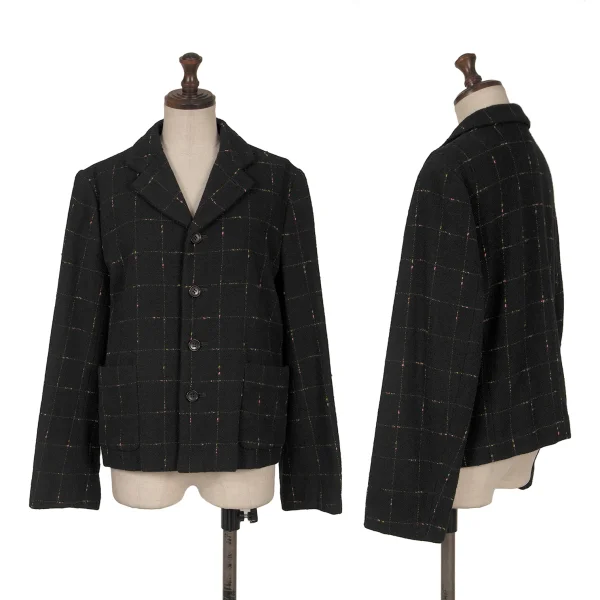 ローブドシャンブル コムデギャルソンrobe de chambre COMME des GARCONS カラーネップチェックジャケット 黒他L