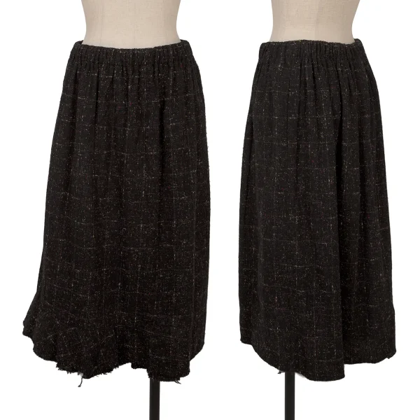 robe de chambre COMME des GARCONS Nep Tweed Cut Off Skirt Black S-M K-162783_001