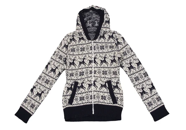 JUNYA WATANABE COMME des GARCONS Nordic Wool Knit Hooded Jacket K-162786_002