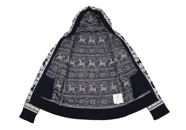 JUNYA WATANABE COMME des GARCONS Nordic Wool Knit Hooded Jacket K-162786_011