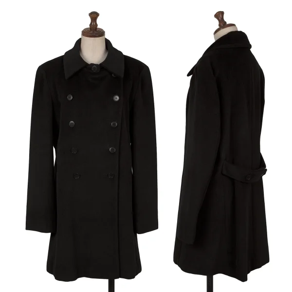agnes b. Wool Angola Double Breasted Coat Black S-M K-162787_001
