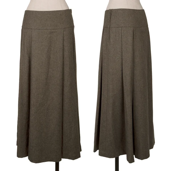 agnes b. Wool Tuck Flare Skirt Mocha 38 K-162789_001