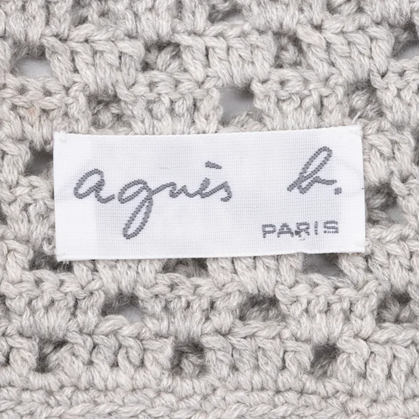 agnes b. Openwork Check Knitting Scarf K-162790_007
