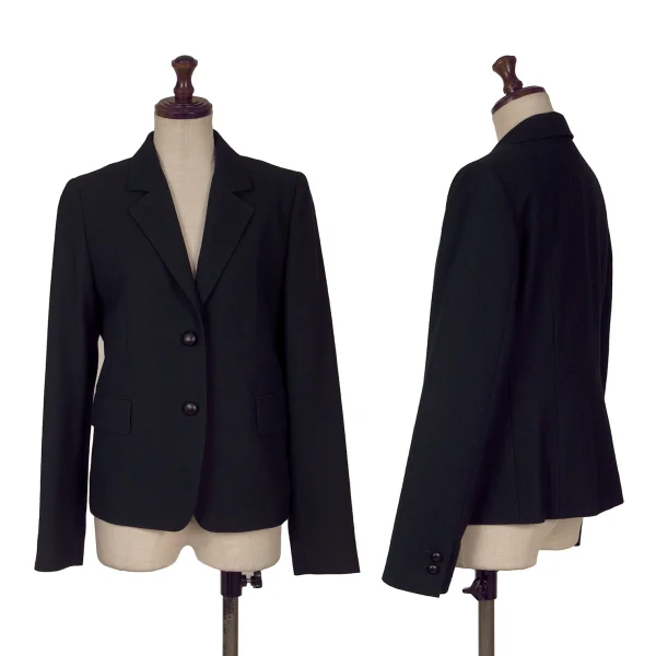 MARGARET HOWELL Wool Herringbone Covered Button Jacket Navy 2 K-162791_001
