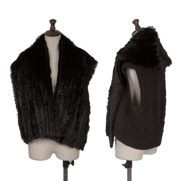 MARC by MARC JACOBS Rabbit Fur Collar Knit Vest Black XS K-162794_001
