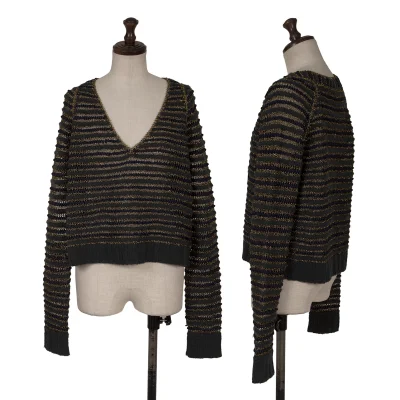 MARC by MARC JACOBS Low Gauge Stripe Weave V-neck Knit