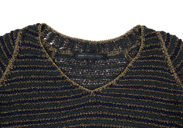 MARC by MARC JACOBS Low Gauge Stripe Weave V-neck Knit K-162797_003