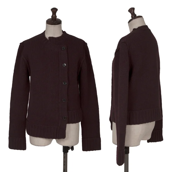 A/T Asymmetry Front Knit Cardigan Bordeaux S-M K-162801_001