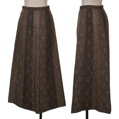 A/T Flower Jacquard Switching Flare Skirt