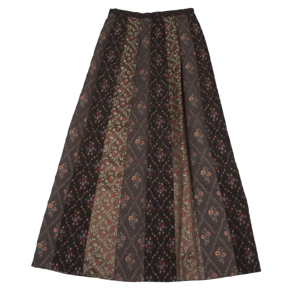 A/T Flower Jacquard Switching Flare Skirt K-162808_008