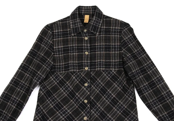 gigli Wool Check Switching Blouse K-162809_003