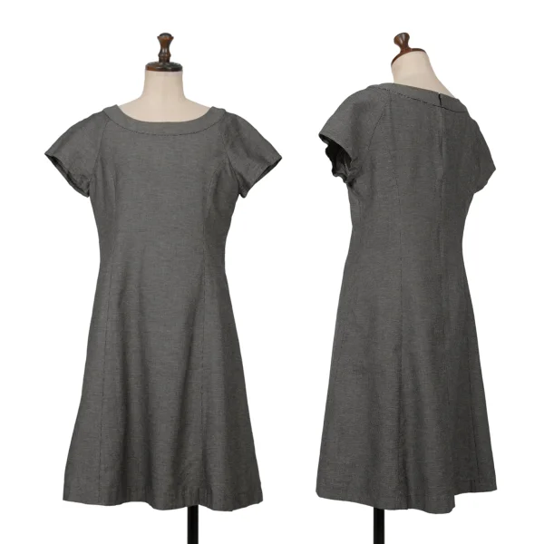 Jocomomola Cotton Micro Check Short Sleeves Dress Black 40 K-162812_001