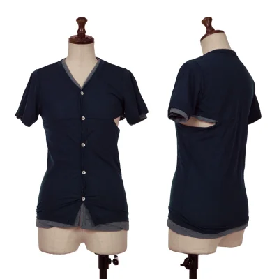 COMME des GARCONS Dyed Switching Layered Short Sleeve Cardigan