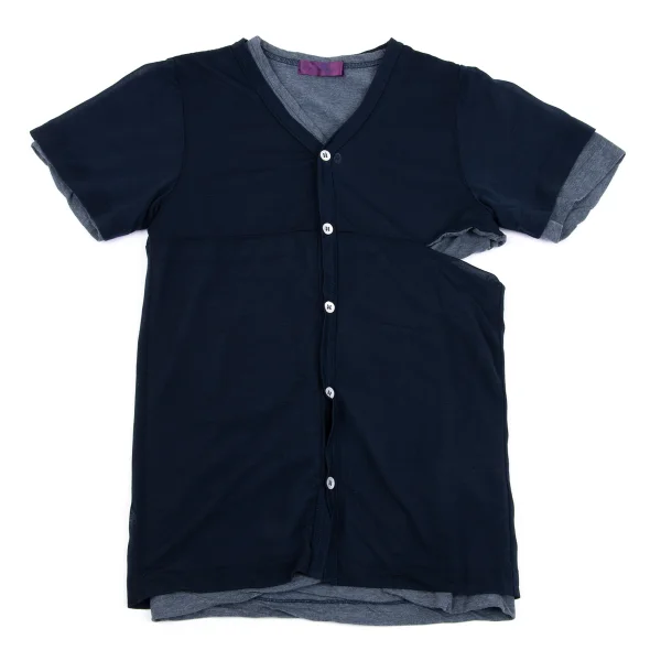 COMME des GARCONS Dyed Switching Layered Short Sleeve Cardigan K-162817_002