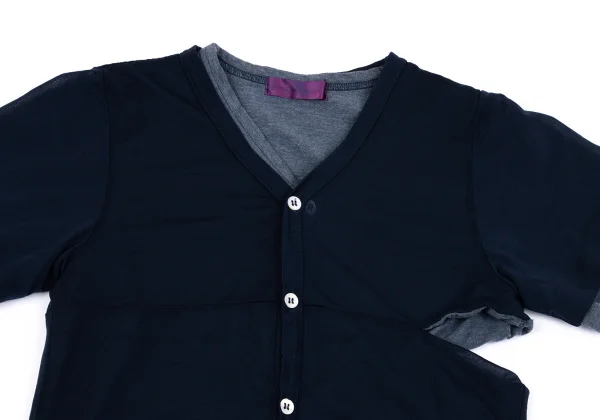 COMME des GARCONS Dyed Switching Layered Short Sleeve Cardigan K-162817_003