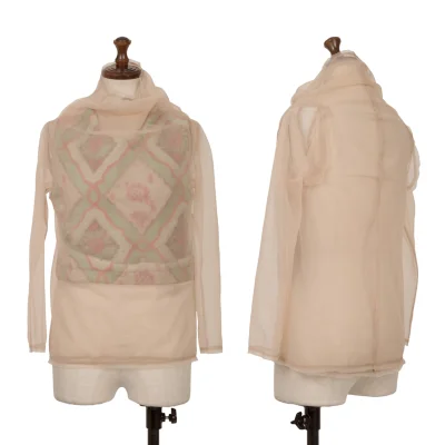 COMME des GARCONS Front Shaggy Floral Docking See Through Top